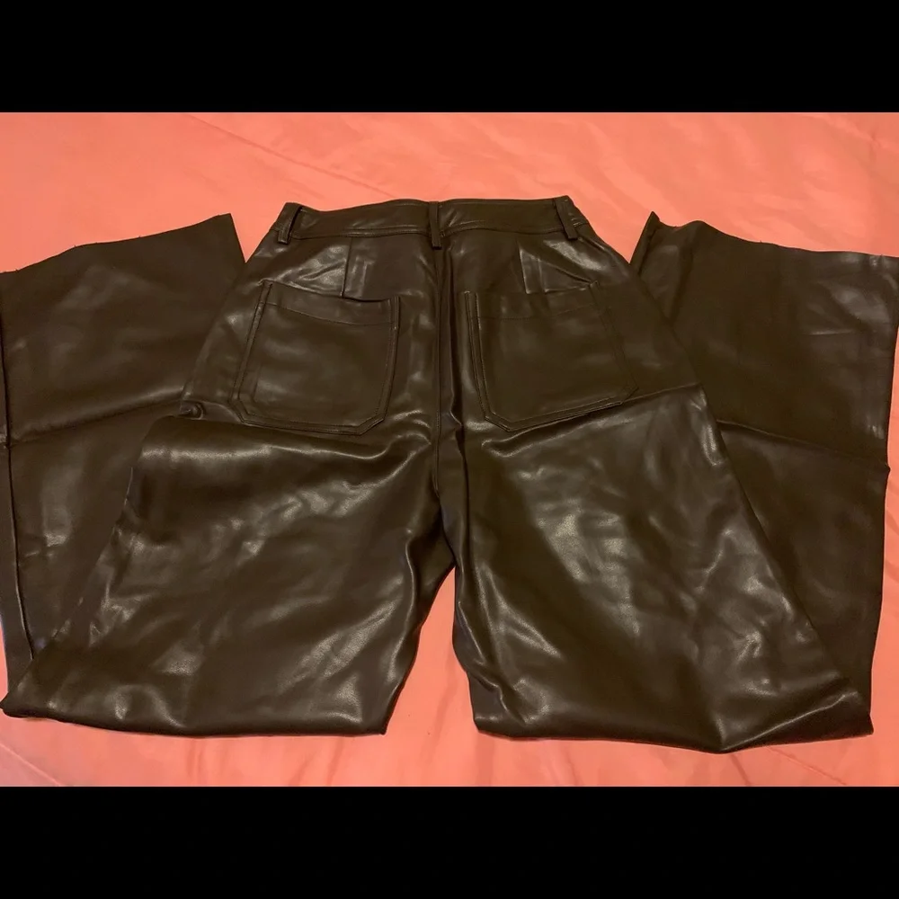 NWT Faux leather High waist wide leg  pants Dark brown size M - Picture 9 of 16